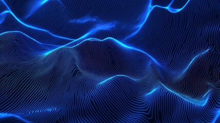 Poster - Abstract Blue Lines Wave Background