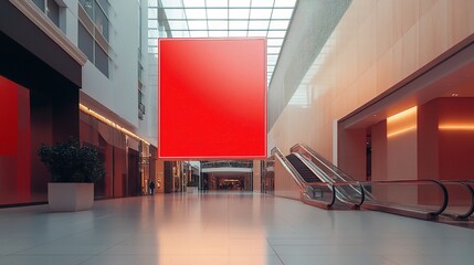 Canvas Print - Modern Minimalist Interior with Red Artwork Display