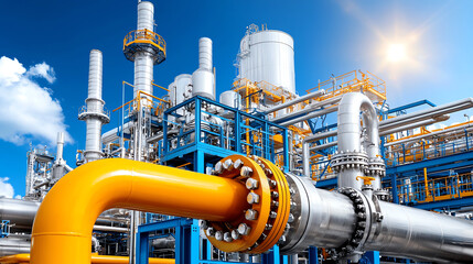 Poster - Exploring the complex infrastructure of modern industrial facilities with advanced pipeline systems and machinery