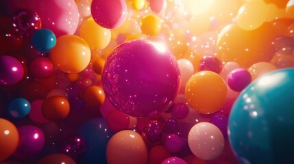 Poster - Colorful Glossy Spheres with Glowing Reflections