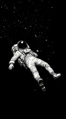 Wall Mural - an astronaut lost in space falling and floating adrift