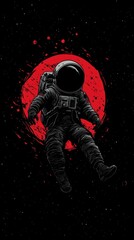 Wall Mural - an astronaut lost in space falling and floating adrift