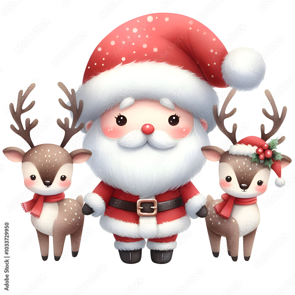 Cute Santa Clipart Santa Claus Clipart Reindeer PNG Christmas Graphics ...
