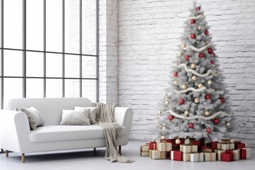 Canvas Print - Christmas furniture white tree.