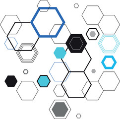 Poster - geometric shape chaotic background. hexagonal cell structure
