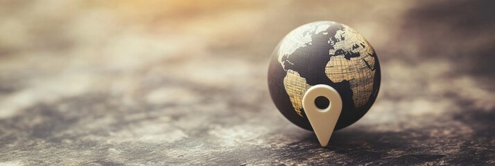 Poster - a stylish globe highlights a specific destination with a single location pin, inviting curiosity and