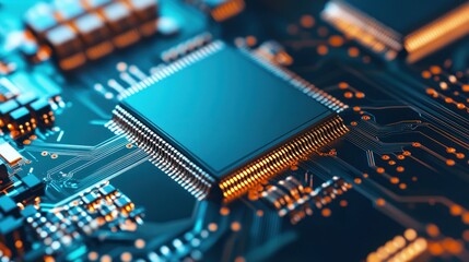 Poster - Close-up of a Microchip on a Circuit Board