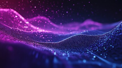 Poster - Abstract digital landscape with glowing particles