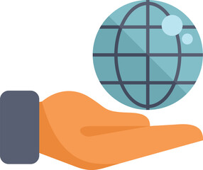 Poster - Open hand of a businessman holding a globe, symbolizing global business and international partnership