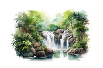 Canvas Print - Waterfall vegetation outdoors nature.