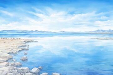 Wall Mural - Salt blue Lake landscape outdoors horizon.