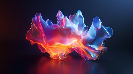 Poster - abstract iridescent shape, dark background design