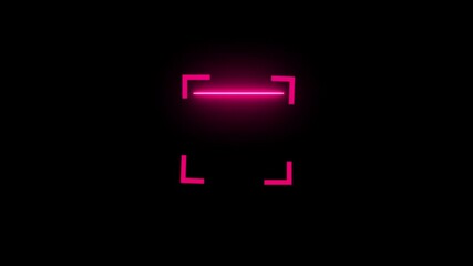 Animation of neon pink qr code scanner and light trails against blue background. .computing and data processing concept digitally generated.