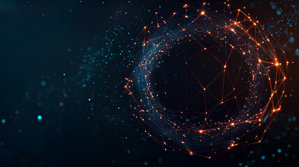 Poster - Creative digital tech circle on dark backdrop. Big data and technology concept