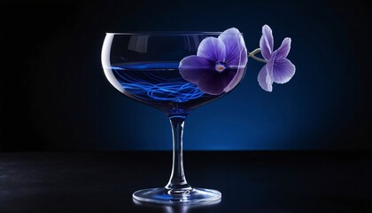 Wall Mural - Blue Cocktail with Purple Flower