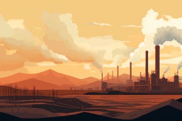Canvas Print - factory architecture landscape pollution.