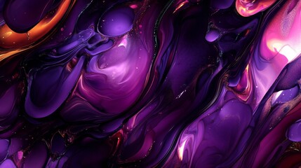 Poster - Vibrant abstract background with luxurious purple and shimmering gold paint swirls, ideal for bold designs and visual impact