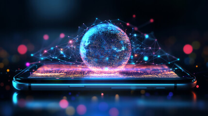 A holographic padlock with a keyhole and shield icon representing personal data security. This abstract background highlights concepts of cyber safety and information privacy, suitable for web present