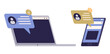 © robu_s - Laptop and smartphone with chat message bubbles displaying communication alerts. Blue and yellow speech bubbles highlight messages. Ideal for digital communication, social media, messaging apps