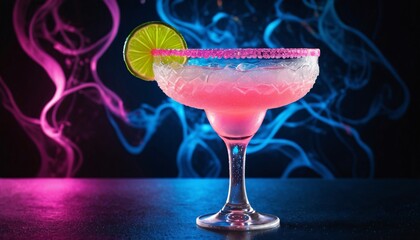 Wall Mural - Pink Margarita Cocktail with Lime