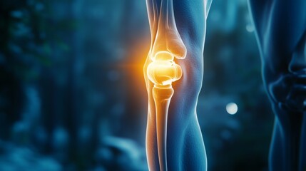 Leinwandbilder - A detailed illustration of a human knee joint, emphasizing the intricate structures