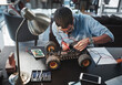 © Frank Coop/peopleimages.com - Home, man or car robotics for engineering with machine learning tools, development or electronic transport. Remote work, fixing or wires for vehicle electronics for creative toy. or circuit building