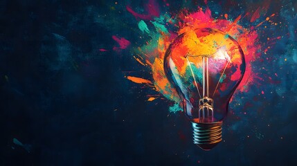 Wall Mural - a lightbulb surrounded by colorful paint splatter