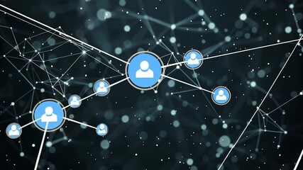 Poster - Network is growing, connecting user icons together. Perfect video for topics about social media, internet, technology and communication