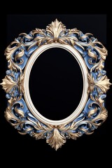 Sticker - Blue black moon ceramic oval design Renaissance frame vintage jewelry photo photography.