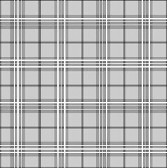 Gray and white tartan plaid pattern. Texture from tartan, plaid, shirts, clothes, dresses, bedding, blankets, and other textiles. Scottish pattern checkered. Template for ornament. Seamless pattern