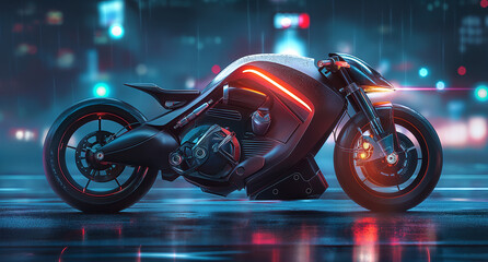 Poster - modern futuristic electric motorcycle design concept
