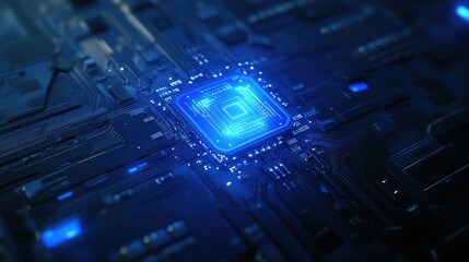 Poster - Blue Glowing Motherboard