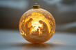 © zakiroff - Illuminated golden Christmas ornament featuring a nativity scene