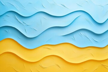 Aufkleber - Vibrant blue and yellow waves offer a cheerful and bright abstract scene, merging flowing lines and vivid colors to create a lively and lighthearted visual feast.