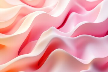 Poster - An abstract image showcasing soft, flowing waves in pastel pink shades, evoking a sense of calm and tranquility through its smooth and organic patterns.