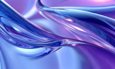 Poster - 
3D render, abstract background with glass curves in blue and purple colors, light reflection on the surface, shiny effect, blurred,