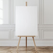© Vitalii - Blank canvas mock up, welcome sign, signboard on a wooden easel
