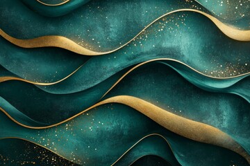 Aufkleber - This image displays rich, textured waves of teal and gold with speckled accents, offering a captivating visual experience that inspires creativity and elegance.
