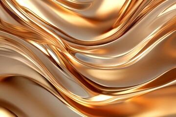 Poster - Smooth and glossy gold liquid swirls create an impression of dynamic movement and vitality, making it ideal for depicting energy and elegance in design projects.