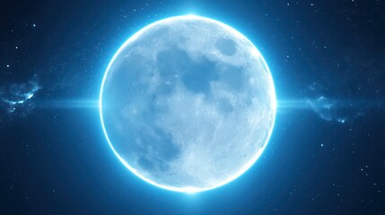 Aufkleber - A large blue moon in the sky with a bright light surrounding it