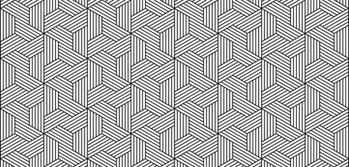 Seamless geometric pattern. Black and white abstract background with lines.