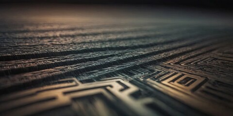 Poster - A close up of a black and white image with a lot of lines and shapes