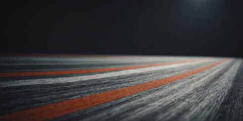 Poster - A black and white photo of a road with red lines