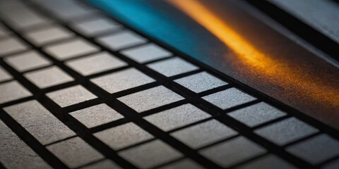 Poster - A close up of a keyboard with a blue and orange line in the background