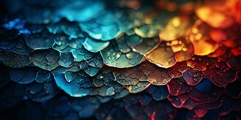 Poster - A colorful, abstract image of a leafy plant with a blue and red background
