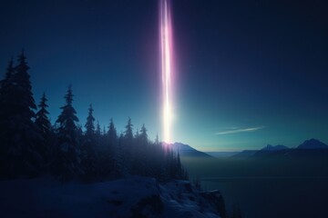 Poster - Light pillar landscape outdoors nature.