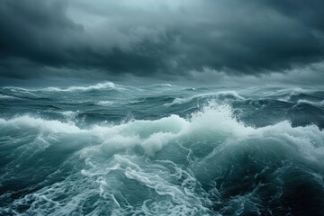 Poster - Sea surface during storm ocean sea outdoors.