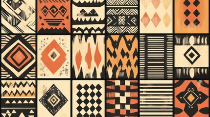 Poster - A collection of abstract patterns in black and orange