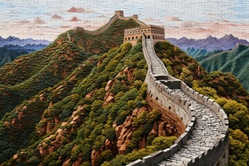 Sticker - Great wall of China landscape architecture building.