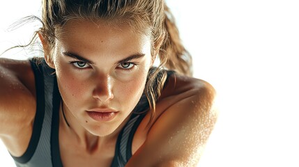 dedication in action: focused female athlete preparing for workout